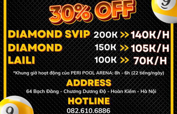 SALE OFF, EXPERIENCE VIETNAM NUMBER 1 BILLIARD CLUB WITH PRICE OF PREFERENCE!